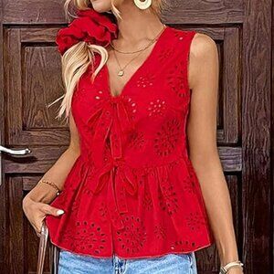 Loose Blouses V-Neck Sleeveless